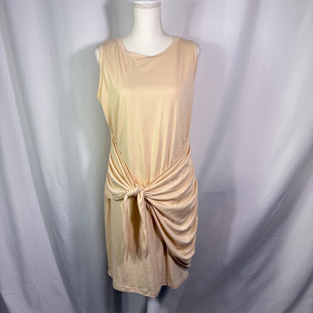 Lillusory T-Shirt Dress Womens XL Cream Tie Lined Sleeveless Casual Jersey